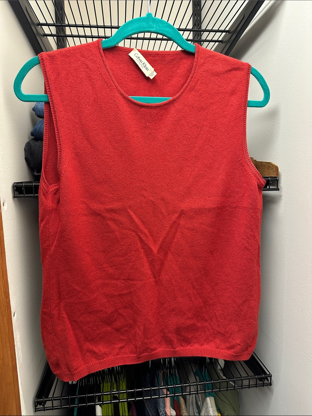 Calvin Klein Red Knit Sleeveless Tank and Sweater